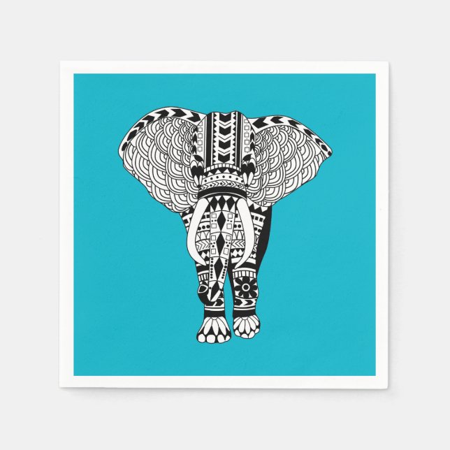 Serviette En Papier Éléphant tribal de Bohême (Devant)