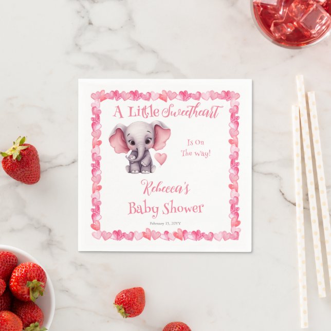 Serviette En Papier Elephant Un Petit Baby shower Fille Amoureuse (En situation)