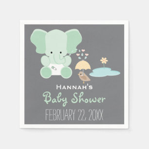 Serviette En Papier Eléphant vert à la menthe dans le Baby shower d'oi