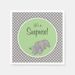 Serviette En Papier Eléphant vert mignon Baby shower neutre genre