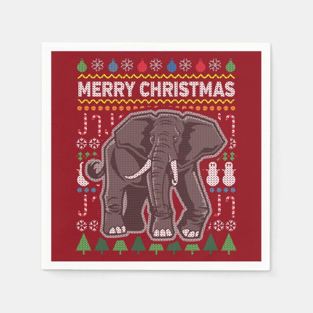 Serviette En Papier Elephant Vilain Sweat de Noël (Devant)