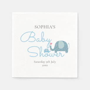 Serviette En Papier Éléphants à pois bleus Baby Shower / Sprinkle