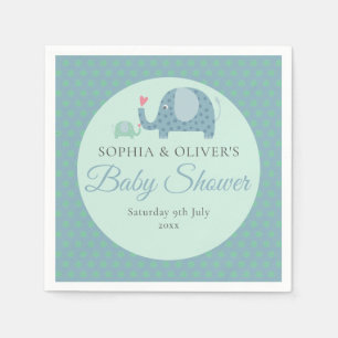 Serviette En Papier Éléphants à pois mignons pour Baby Shower de coupl