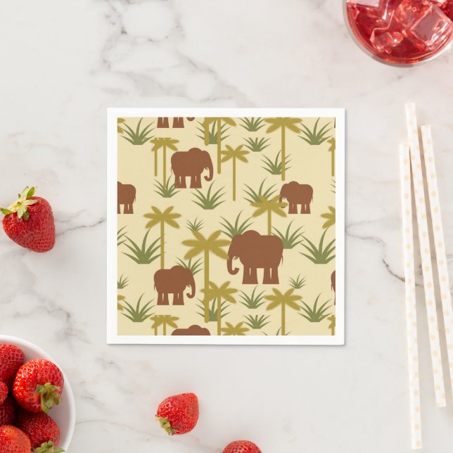 Serviette En Papier Elephants And Palms (En situation)