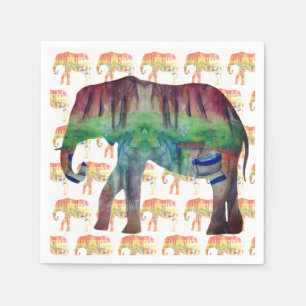 Serviette En Papier Eléphants aquarelle