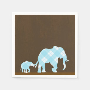 Serviette En Papier Éléphants bleus marron Tendances modernes Baby Sho