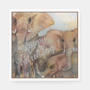 Serviette En Papier Elephants Joyeux 3ème anniversaire fête