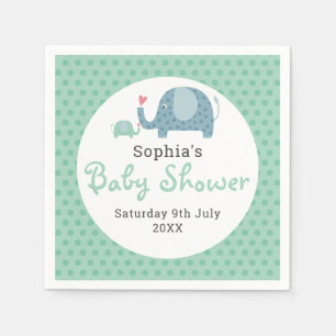 Serviette En Papier Éléphants Mignons à Points Baby Shower / Sprinkle