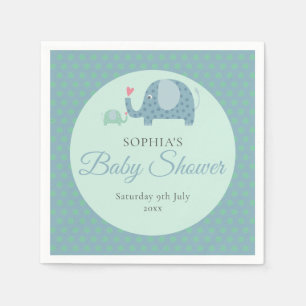 Serviette En Papier Éléphants Mignons à Points Baby Shower / Sprinkle