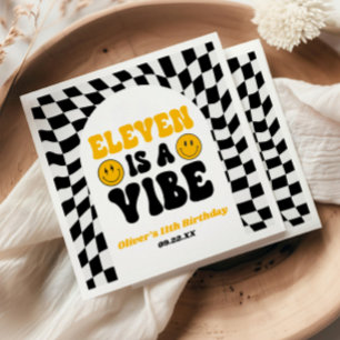 Serviette En Papier Eleven Is A Vibe Retro Fête d'anniversaire 11 ans