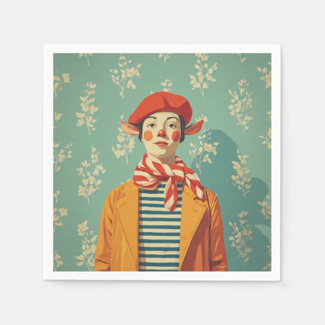 Serviette En Papier Elfe de Noël rétro Whimsical (Devant)