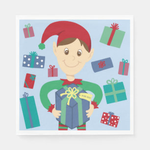 Serviette En Papier Elfe emballer des cadeaux