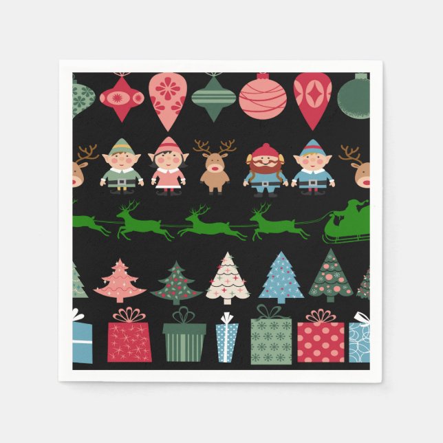 Serviette En Papier Elfes de Noël et plus (Devant)