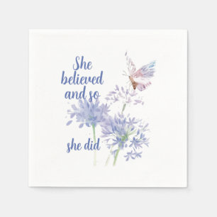 Serviette En Papier "Elle a cru et donc Citation Motif Papillon