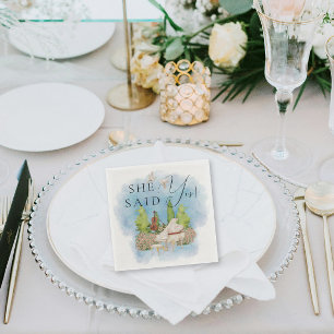 Serviette En Papier Elle A Dit Oui ! Élégant Piano violon colombes fle