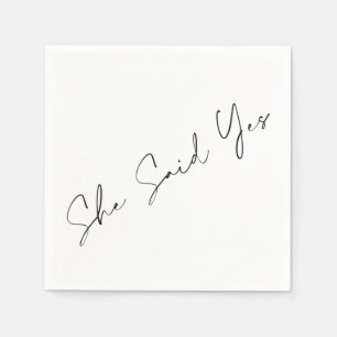Serviette En Papier Elle A Dit Oui, Élégante Typographie