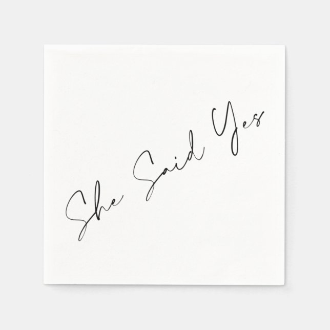 Serviette En Papier Elle A Dit Oui, Élégante Typographie (Devant)