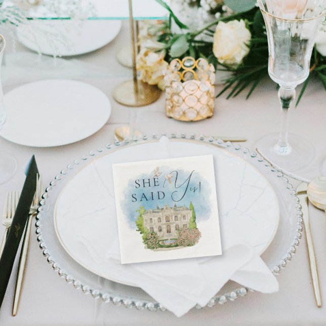 Serviette En Papier Elle A Dit Oui ! Elégante Vente colombes Fleurs de (Créateur téléchargé)