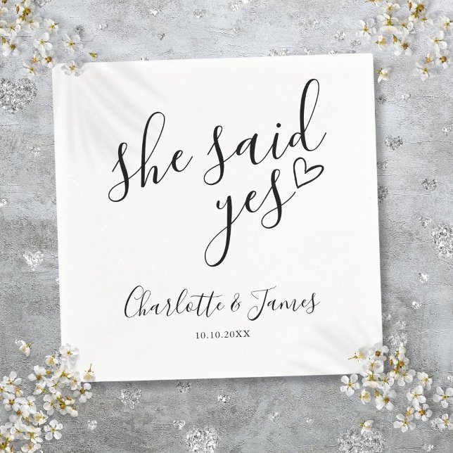 Serviette En Papier Elle A Dit Oui Engagement Partie Amour Coeur (She Said Yes Engagement Party Love Heart Napkins)