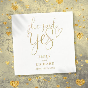 Serviette En Papier Elle A Dit Oui Engagement Party Elegant Gold