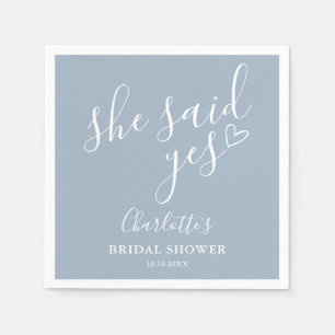 Serviette En Papier Elle a dit oui Fête de mariage Dusty Blue