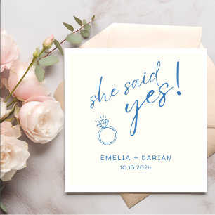 Serviette En Papier Elle A Dit Oui Partie Engagement Dusty Black