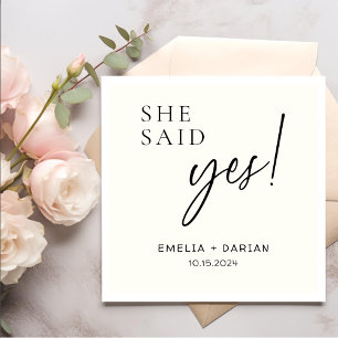 Serviette En Papier Elle A Dit Oui Partie Engagement Dusty Black