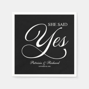 Serviette En Papier Elle A Dit Oui Partie Engagement Noir