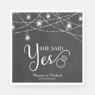 Serviette En Papier Elle A Dit Oui Russe Chalk Engagement