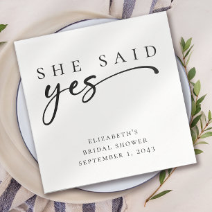 Serviette En Papier Elle a dit oui Script Minimaliste pour Enterrement