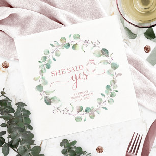 Serviette En Papier Elle a Dit Oui Verdure Eucalyptus Baby Shower