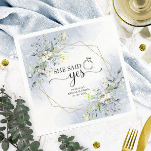 Serviette En Papier Elle a Dit Oui Verdure Géométrique Baby Shower de