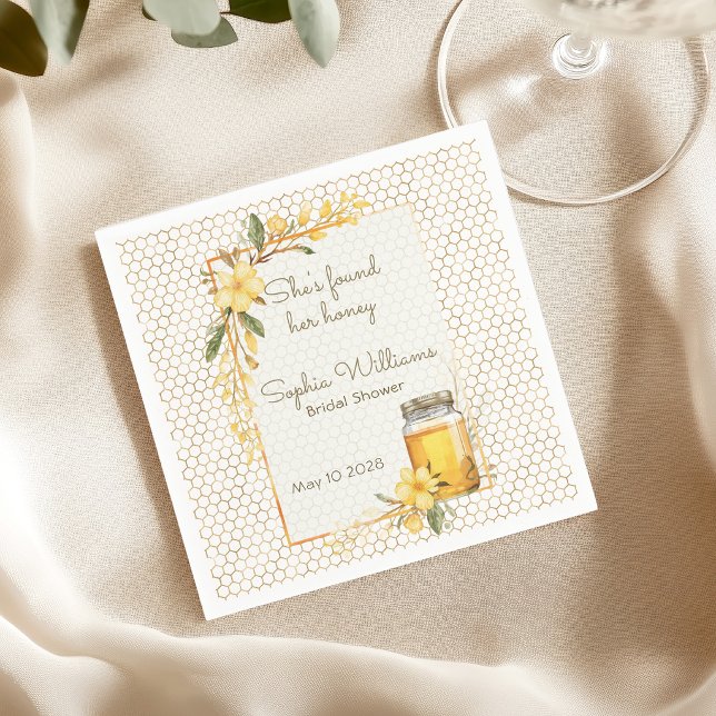 Serviette En Papier Elle a trouvé sa douche nuptiale florale jaune mie (Créateur téléchargé)