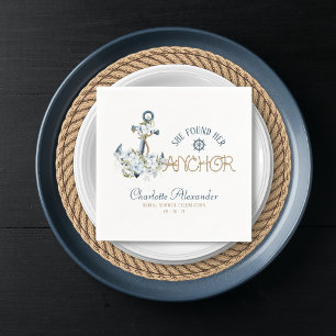 Serviette En Papier Elle a Trouvé Son Ancre Naissance Mariage Nautical