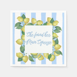 Serviette En Papier "Elle a trouvé son coup de cœur" Bleu et citron