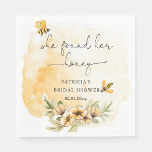 Serviette En Papier Elle A Trouvé Son Miel Floral Bee Fête des mariées