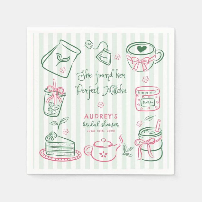 Serviette En Papier Elle a trouvé son thé matcha vert de robe de marié (Devant)