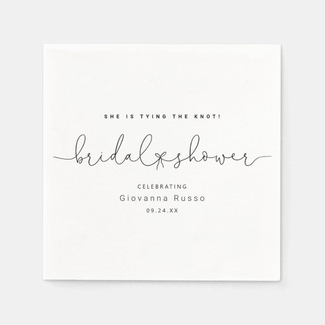 Serviette En Papier Elle Attache le Nœud Réception de Mariage Minimali (Devant)