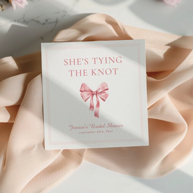Serviette En Papier Elle Attache le Noeud Rose Pâle Shower Coquette (Créateur téléchargé)