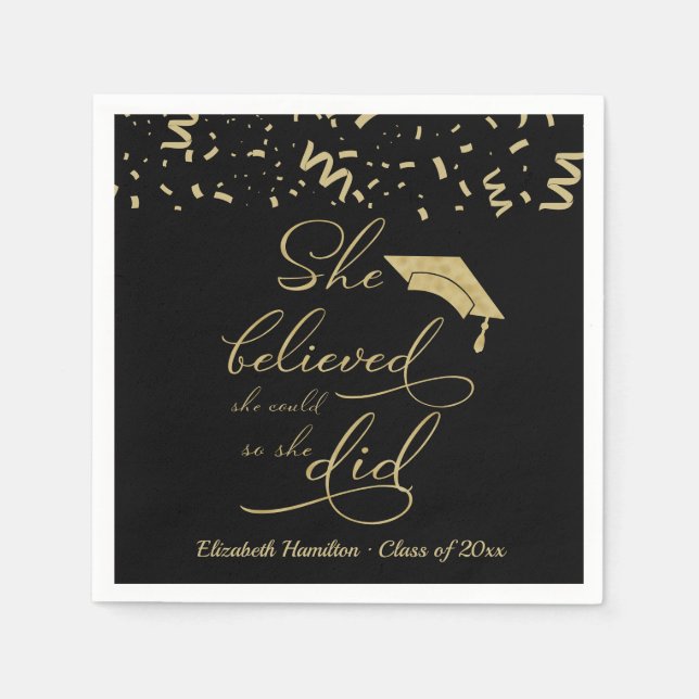 Serviette En Papier Elle Croyait Qu'Elle Pouvait Faire La Grad Party (Devant)