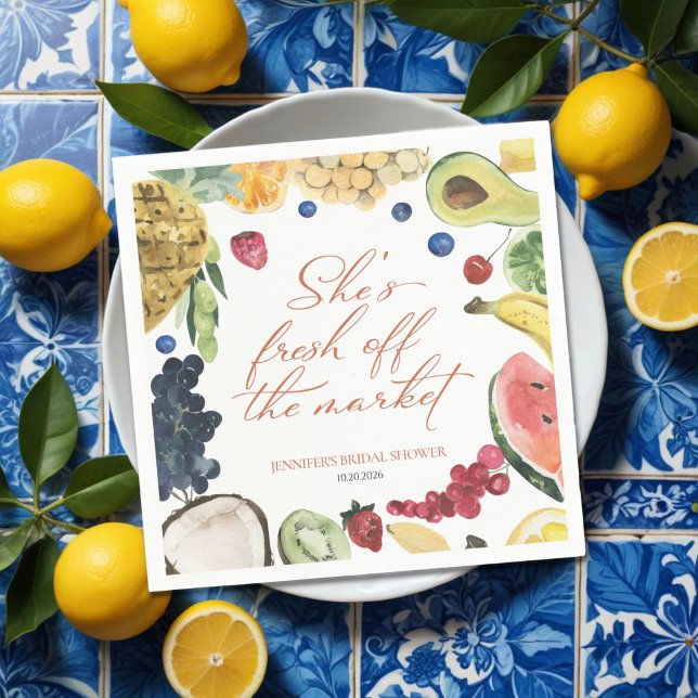 Serviette En Papier Elle est hors du marché | Fête des mariées aquarel (Créateur téléchargé)