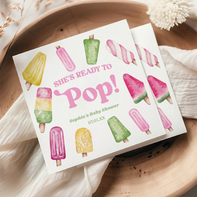 Serviette En Papier Elle est prête à faire du Baby shower rose (Créateur téléchargé)