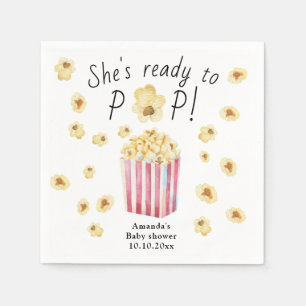 Serviette En Papier Elle est prête à pop Baby shower de pop-corn à l'a