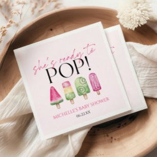 Serviette En Papier Elle est prête à pop ! Baby shower Popsicle