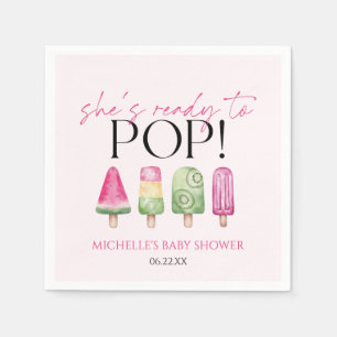 Serviette En Papier Elle est prête à pop ! Baby shower Popsicle