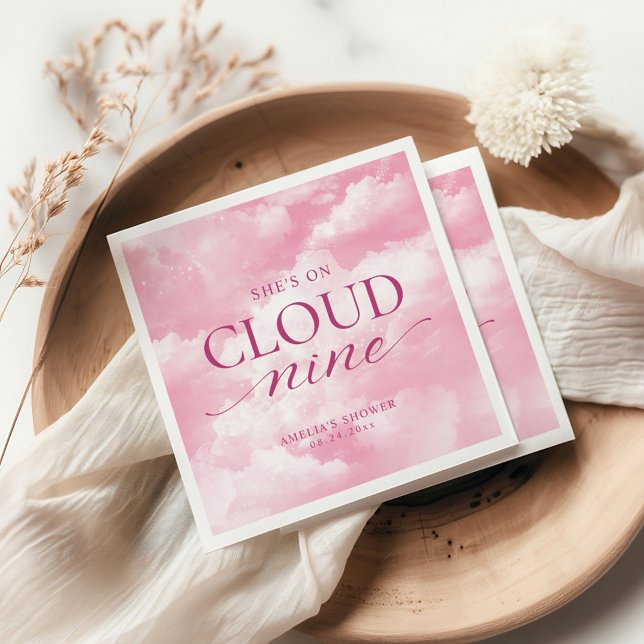 Serviette En Papier Elle est sur nuage neuf Fête des mariées rose (Créateur téléchargé)
