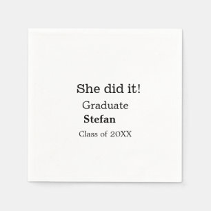 Serviette En Papier Elle l'a fait diplômée ajouter nom classe de texte