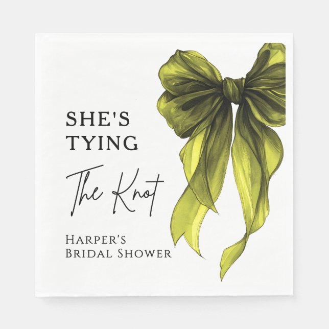 Serviette En Papier Elle Noue Le Nœud Chartreuse Bow Réception De Mari (Devant)