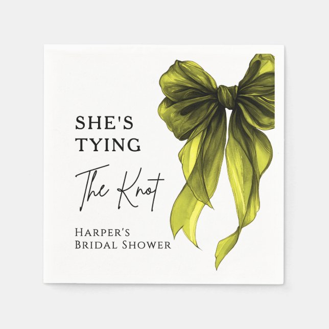 Serviette En Papier Elle Noue Le Nœud Chartreuse Bow Réception De Mari (Devant)