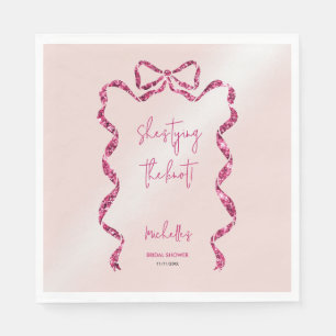 Serviette En Papier Elle noue le noeud chic parties scintillant rose a